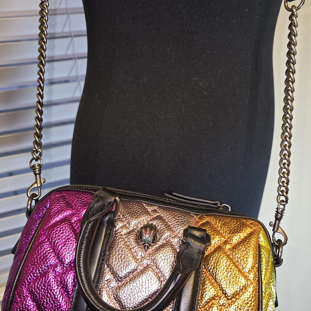 Kurt Geiger Small Metallic Boston Quilted Crossbody Bag - Picture 8 of 11
